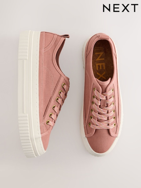 Розовый - Forever Comfort® Canvas Chunky Baseball Lace Up Trainers (AV4934) | €36