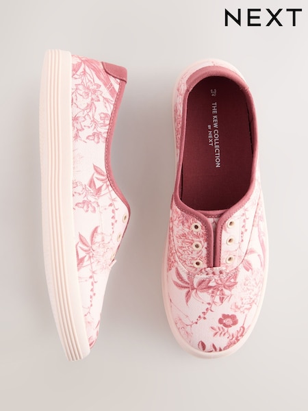 Kew Garden Collection Floral Embroidered Forever Comfort® Laceless Canvas Slip-On Trainers (AV4935) | €21