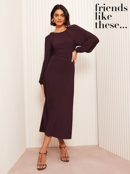 Friends Like These Purple Raglan ITY Long Sleeve Midi Dress (AV4984) | $77