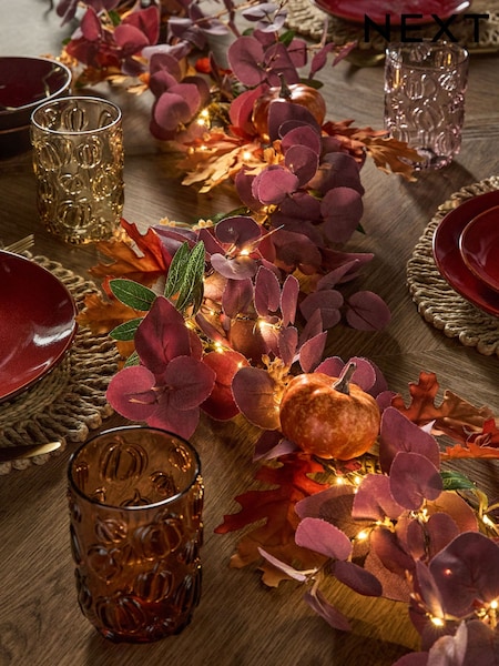 Plum Purple Light Up Autumnal Pumpkin Garland (AV4998) | R$ 295