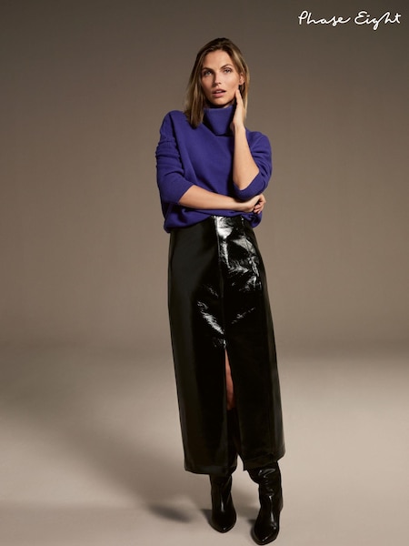 Phase Eight Black Tabby Vinyl PU Skirt (AV5054) | €76