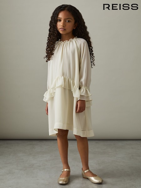 Reiss Ivory Lunar 4-9 yrs Chiffon Ruffle-Trim Dress (AV5063) | €95