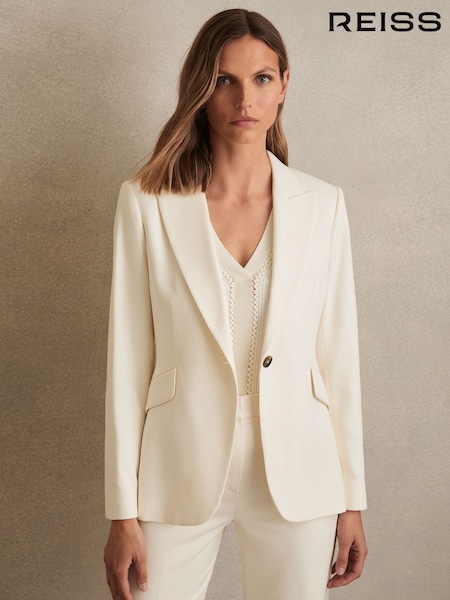 كريم - Reiss Millie Single-breasted Peak-lapel Tailored Blazer (AV5081) | ‏161 د.ك.‏