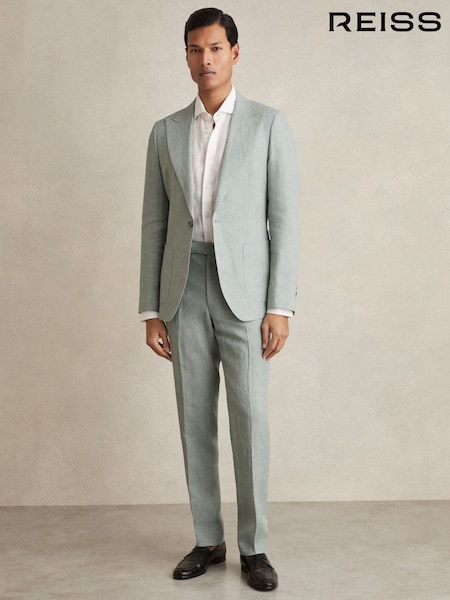 Reiss Ocean Green Warner Linen Slim-Fit Suit Trousers (AV5101) | €232
