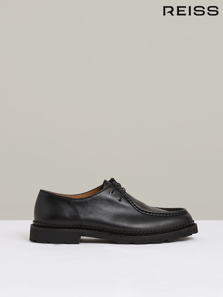 Черный - Reiss Hatton Leather Moccasin-Toe Lace-Up Shoes (AV5103) | €347
