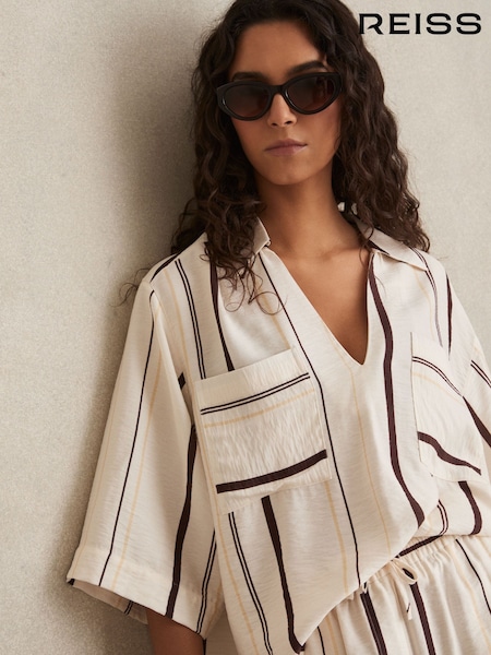 Reiss Carlotta Stripe-print Relaxed V-neck Shirt (AV5117) | €154