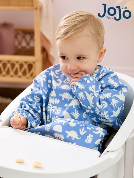 JoJo Maman Bébé Blue Dino Sleeved Bib (AV5222) | €16