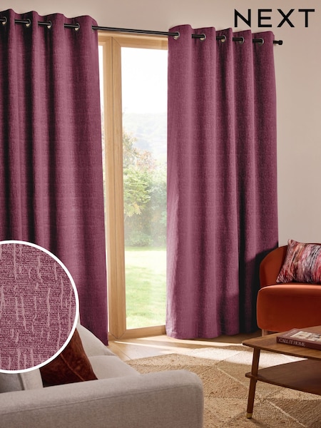 Pink Berry Heavyweight Chenille Eyelet Lined Curtains (AV5303) | AED278 - AED717