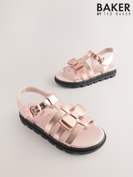 Baker by Ted Baker Rose Gold Chunky Fisherman Sandals With Bow (AV5315) | €43 - €45