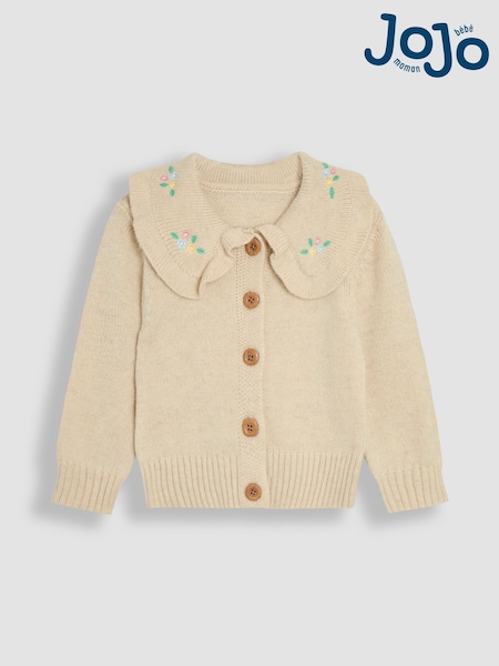 JoJo Maman Bébé Natural Frill Embroidered Collar Cardigan (AV5321) | kr357 - kr400