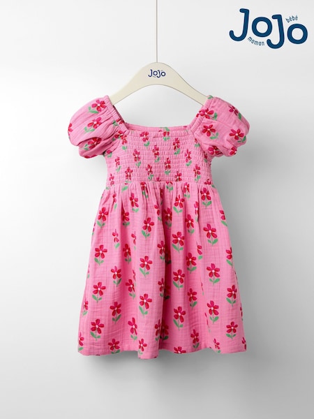 Rosa geblümt - JoJo Maman Bébé Puff Sleeve Dress (AV5330) | 35 € - 40 €