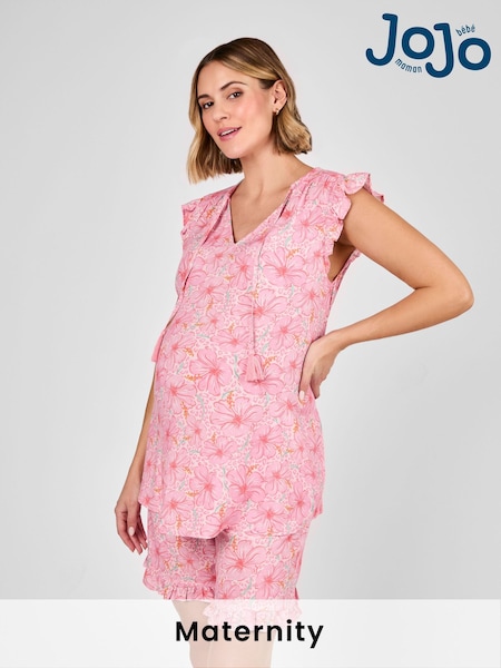 JoJo Maman Bébé Floral Patterned Frill Sleeve Maternity Blouse (AV5334) | 57 €