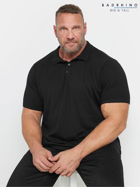 Musta - Badrhino Big & Tall Short Sleeve Knitted Polo Shirt (AV5405) | €44