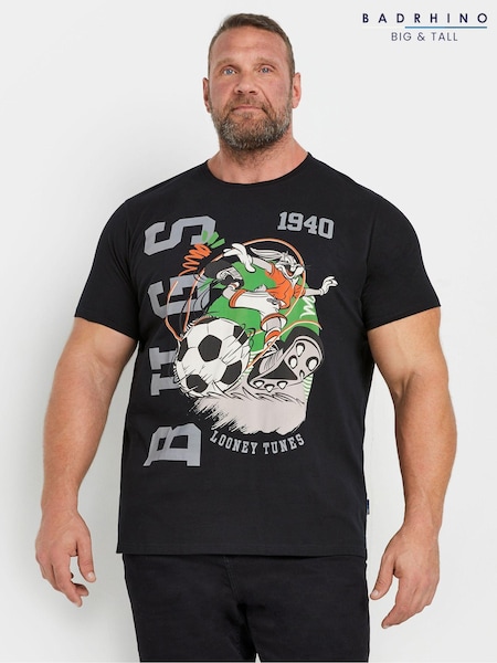 BadRhino Big & Tall Black Looney Tunes 100% Cotton T-Shirt (AV5407) | 119 QAR