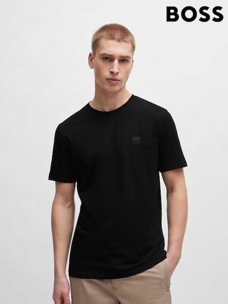 Black - BOSS Relaxed Fit Tales Logo Patch Jersey T-Shirt (AV5420) | 64 €