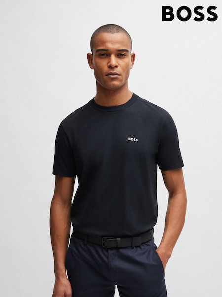 Темно-синий с хромированным принтом - BOSS Regular Fit Logo T-Shirt (AV5433) | €60