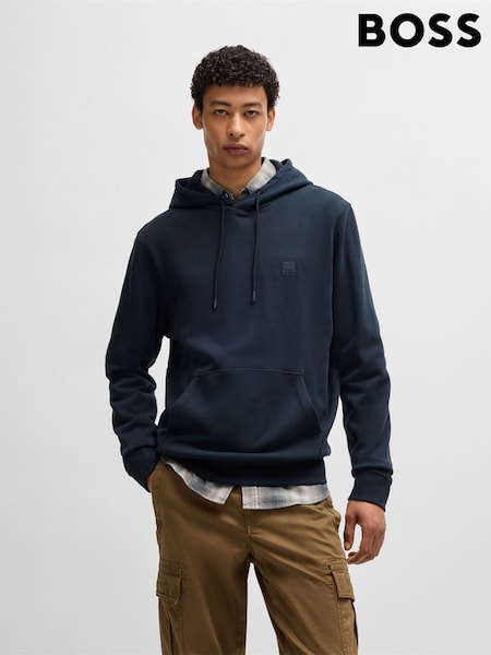 BOSS Blue Wetalk Logo Patch Terry Hoodie (AV5435) | 676 QAR