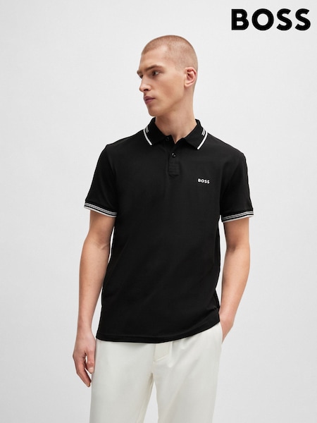 שחור - Boss Paul Slim Fit Polo Shirt (AV5446) | ‏523‏₪