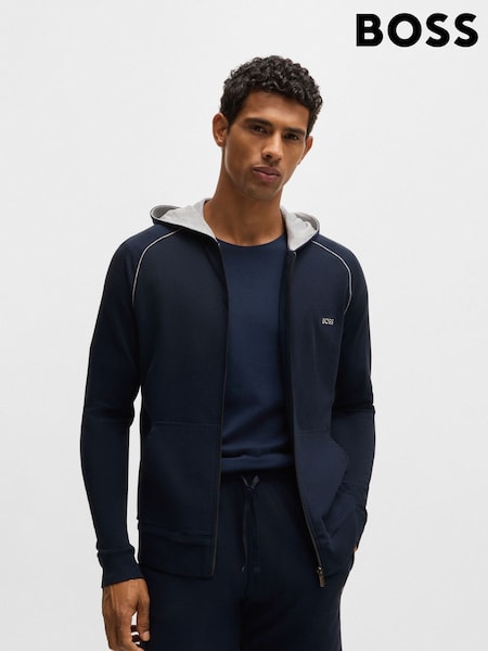 Синій - BOSS Стрейчевий Cotton Zip-Up худі (AV5449) | 4 146 грн