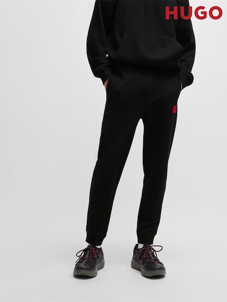 HUGO Black Logo Label Cotton Terry Joggers (AV5453) | ₪448