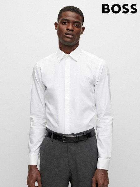 BOSS White Slim-Fit Stretch Poplin Oxford Shirt (AV5456) | kr2 080