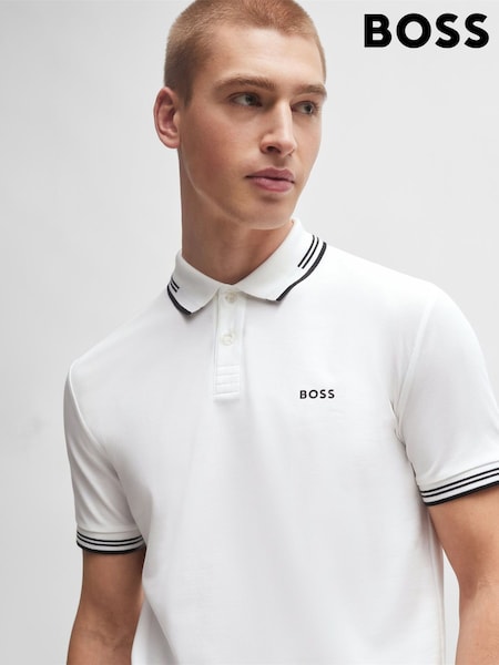 לבן - Boss Paul Slim Fit Polo Shirt (AV5457) | ‏523‏₪