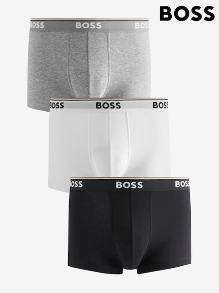 BOSS White/Grey/Black Power Stretch Cotton 3 Pack Boxers (AV5458) | €64