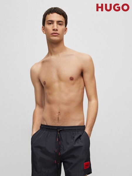 HUGO Black Logo Label Lined Swim Shorts (AV5464) | LEI 439