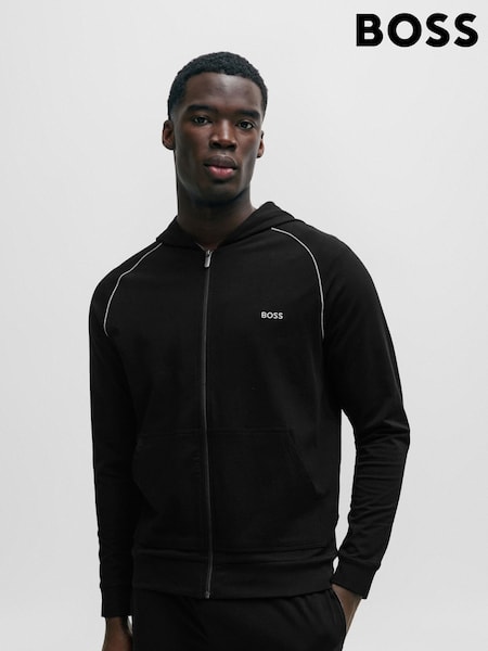 Черный - BOSS Stretch Cotton Zip-Up Hoodie (AV5478) | €91