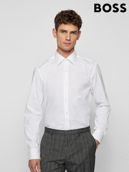 BOSS White Slim Fit Stretch Poplin Shirt (AV5490) | kr1 870