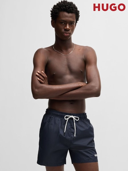 HUGO Blue Contrast Logo Lined Swim Shorts (AV5495) | ₪246