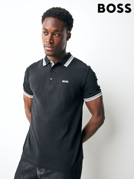 BOSS Black Tipped Paddy 100% Cotton Polo Shirt (AV5499) | AED518