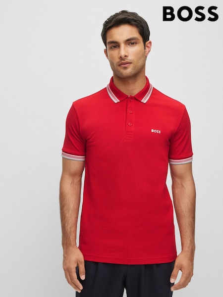 BOSS Red Tipped Paddy 100% Cotton Polo Shirt (AV5512) | AED518