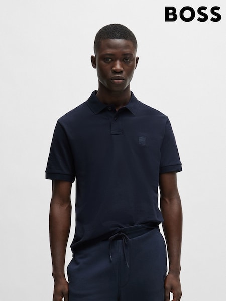 BOSS Navy Slim Fit Passenger Box Logo Polo Shirt (AV5588) | AED460