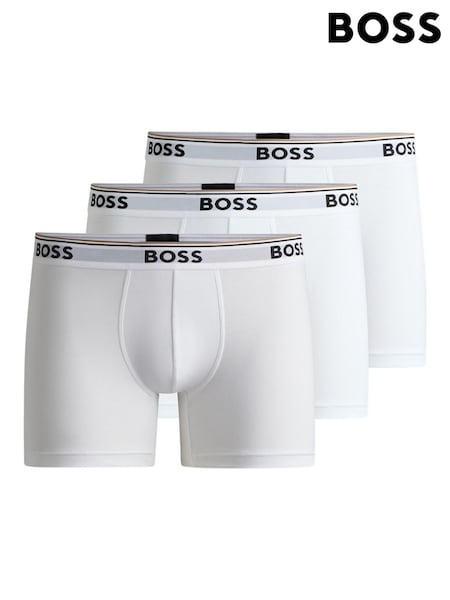 Alb - BOSS Power Stretch Cotton 3 Pack Boxers (AV5595) | 313 LEI