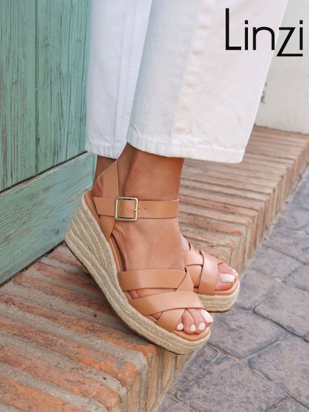 Linzi Brown Sheena Cross-Over Front Wedge Sandals (AV5606) | 8,765 ISK