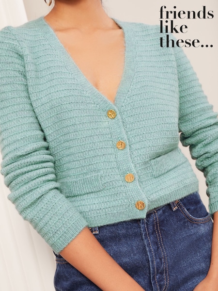 Friends Like These Textured V-Neck Knitted Cardigan (AV5637) | € 37