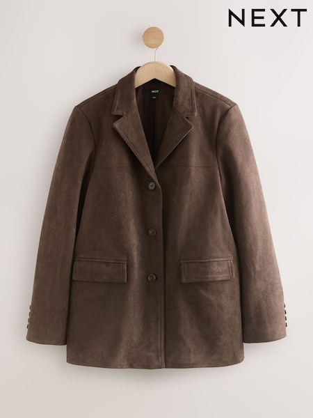 Schokoladenbraun - Faux Suede Jacket (AV5696) | 95 €