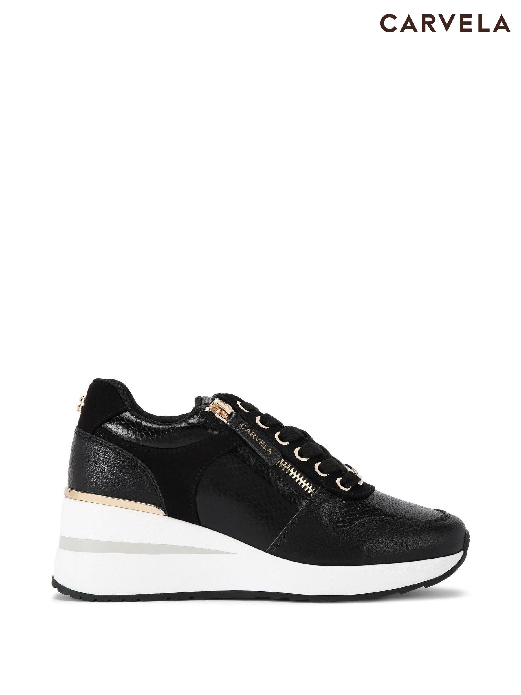 carvela black and gold trainers