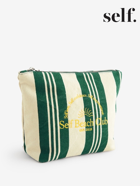 self. Green Striped 100% Cotton Pouch Bag (AV5821) | 3,070 ISK