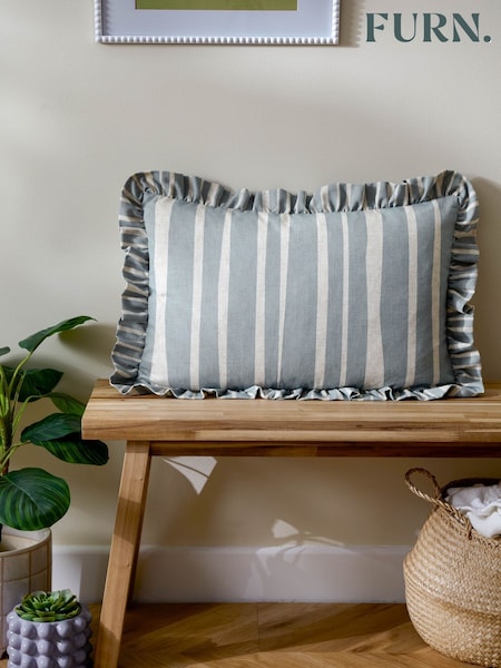 Furn Linen Blue Carmon Stripe Cushion (AV5867) | €29