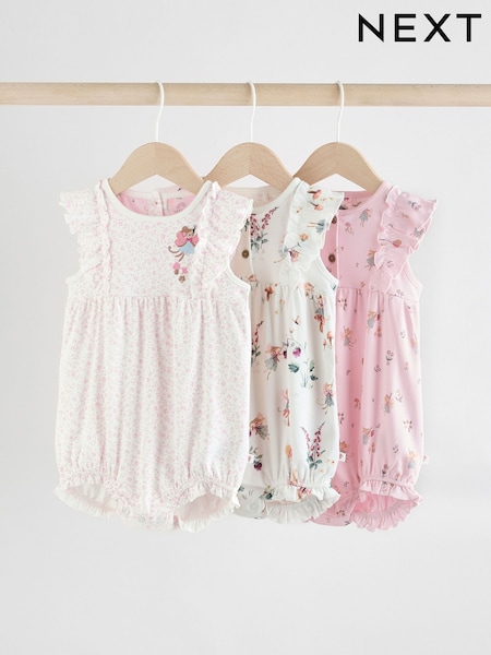 Pink Mouse and Floral - Print Baby 100% Cotton Rompers 3 Pack (AV5869) | €26 - €32