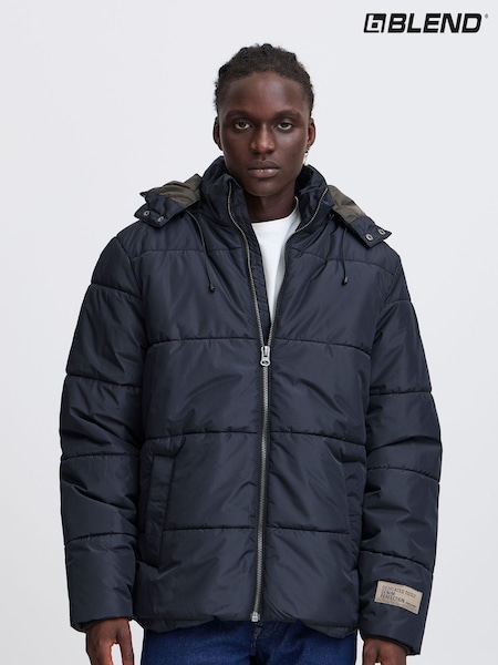 Blend Black Hooded Puffer Coat (AV5910) | AED174