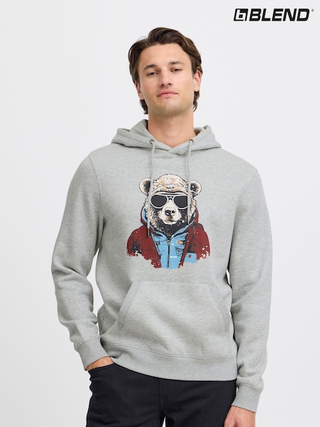 Blend Grey Bear Print Hoodie (AV5925) | ₪226