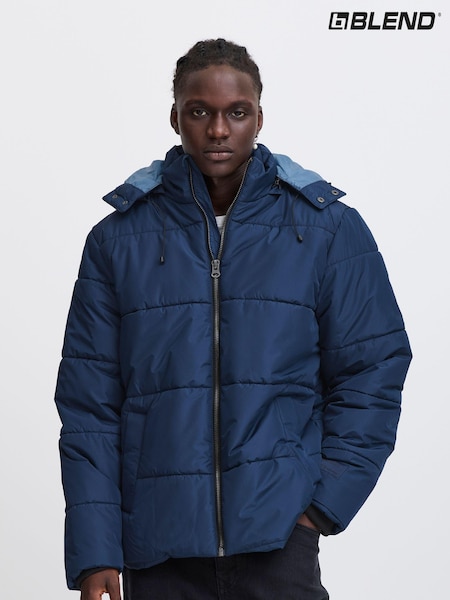 Blend Blue Hooded Puffer Coat (AV5929) | AED174