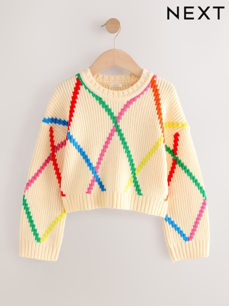 Bež - Rainbow Argyle Pattern Jumper (3-16yrs) (AV5945) | € 26 - € 32