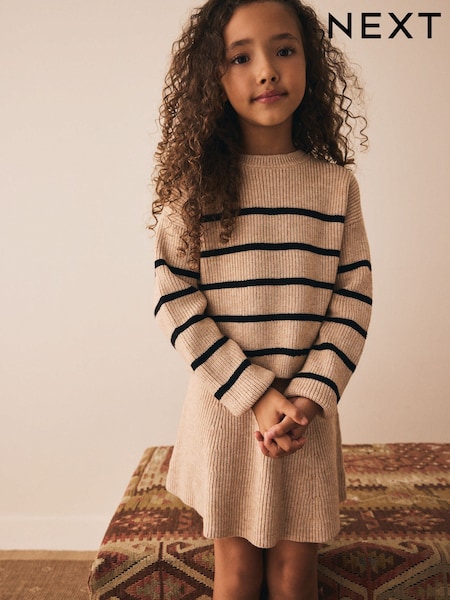 Tan Brown Knitted Stripe Jumper and Skirt Set (3-16yrs) (AV5950) | AED173 - AED198