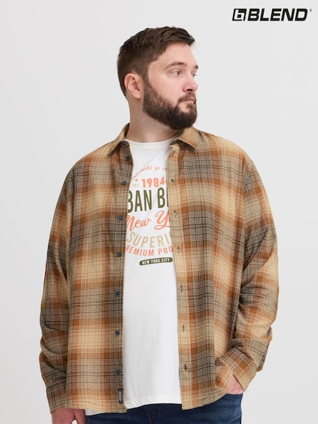 Зеленый - Blend Big & Tall Check 100% Cotton Long Sleeves Shirt (AV6031) | €18