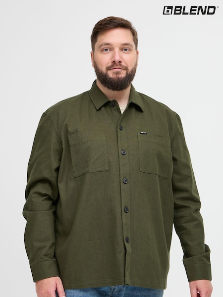 Blend Big & Tall Green Cotton Twill 100% Cotton Overshirt (AV6042) | €78