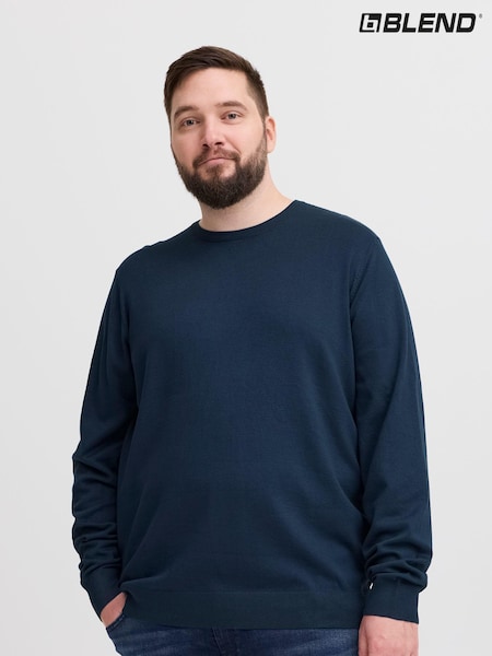Blau - Blend Big & Tall Leichter Strickpullover mit Rundhalsausschnitt (AV6043) | 21 €